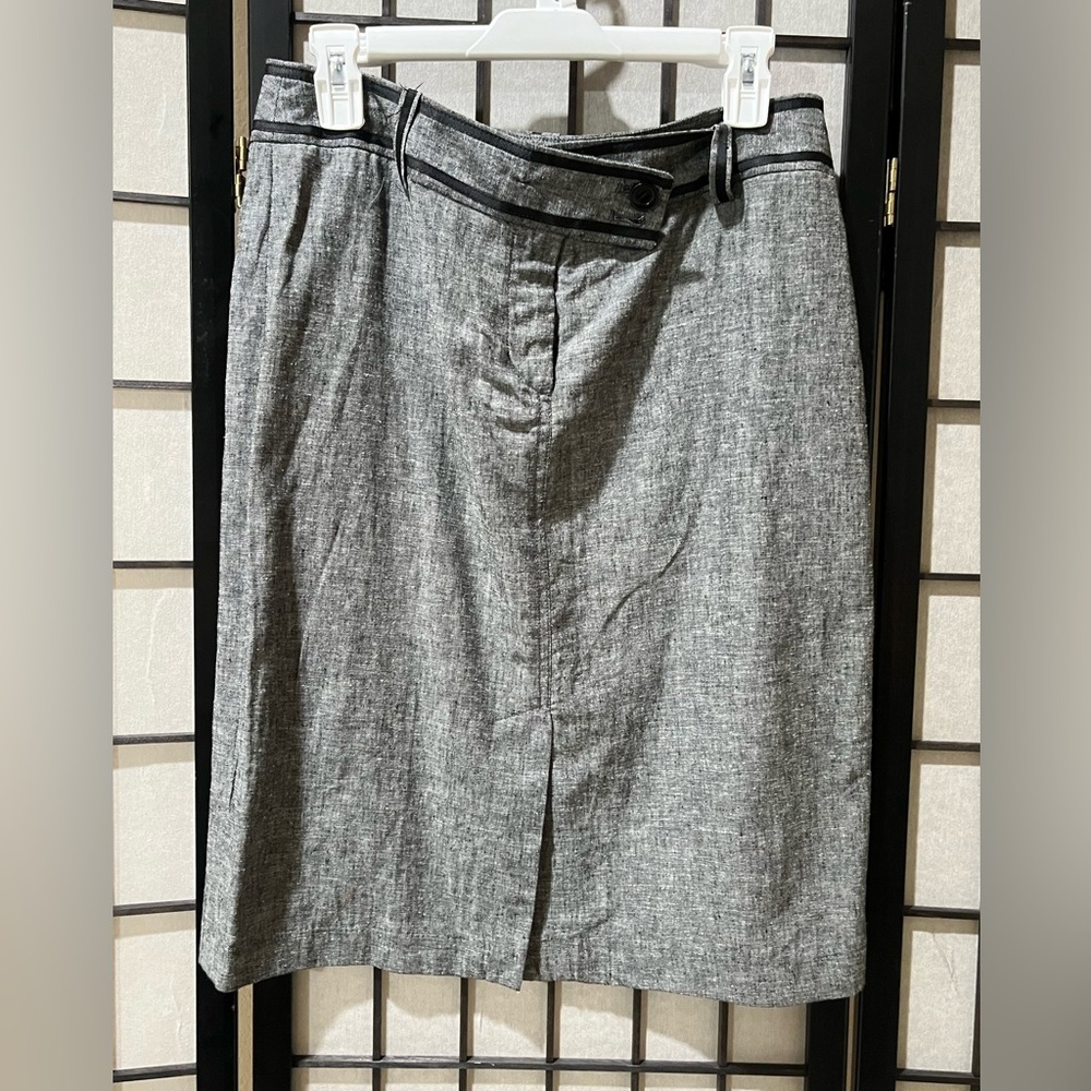 Willi SMITH Gray Pencil Skirt with Buttoned Flap Pockets LINEN BLEND WOMEN SZ 8